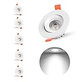 Yafido 5er pack 5W LED Einbaustrahler Flach Dimmbar 30°Schwenkbar Downlight 85-265V 450LM Einbauleuchte Deckenleuchte 6000K KaltWeiß Led Spots mit LED-Treiber GU10 Aluminium Ø90*42