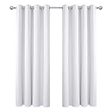 Amazon Brand - Umi 2 Stück Gardinen Verdunkelung Vorhänge Vorhang mit Ösen Modern Wohnzimmer Stores Gardinen Schlafzimmer Schlaufen 180x140cm(LxB) Weiß G