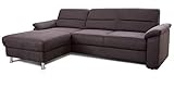 Cavadore Ecksofa Ascaro mit Longchair links, Boxspring-Sofa mit Bettfunktion im modernen Design, 254 x 84 x 171, Lederoptik