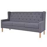 vidaXL Sofa 3-Sitzer Dreisitzer Stoffsofa Polstersofa Loungesofa Couch Polstermöbel Wohnzimmersofa Designsofa Stoff Grau Holzg