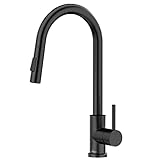 APPASO Wasserhahn Küche mit Brause, 360° Drehbar Küchenarmatur Ausziehbar, Hochdruck Mischbatterie mit 20 Zoll Flexschlauch, Einhand-Spültischarmatur für Küche | Edelstahl Mattschw