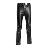 LIYG Dünne Lederhose Männer beiläufige dünne Washing Locomotive Lederhose Männer Hosen (Color : Black, Size : XXL extra Large)