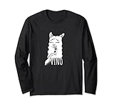 Lustiges Alpaka Lama mit Weinglas Vino Spruch Wein T-shirt Lang