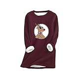 Weihnacht Sweater Damen Langarm Unterhemd Basic Langarmshirt Seamless Base Layer Shaping Top Slim Fit Rundhals Tank Top Shirt Stretch Hemden Thermo Body Shaper Herbst Winter Verdickt Unterw