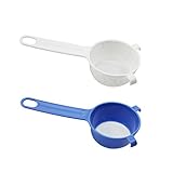 com-four® 2x Küchensieb aus Kunststoff - Puderzuckersieb - Feinmaschiges Sieb zum Backen - Mini Sieb für Tee, Kaffee, Kakao (2 Stück - blau/weiß)