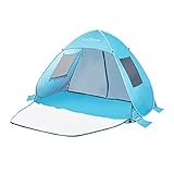 Strandzelt Campingzelt Sonnenschirm, Schnelles Öffnen Und Automatisches Aufklappen, Einfache Markise, Meerpergola Mit Doppeltür, Doppelfenster Und Anti-Feuchtigkeitsauflagen Rosa Blau 195x215x140