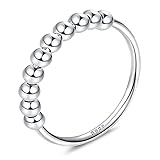 Bract 925 Silber Ring Damen Ringe Edelstahl Ring Anxiety Beads Ring Dünn Stapelbar Spinner Zappeln Band Ringe für Damen Schmuck Geschenk