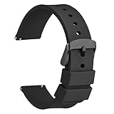 WOCCI 20mm Silikon Gummi Uhrenarmband mit Schwarzer Schnalle, Schnellverschluss Armband für Damen und Herren (Schwarz)