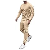 Hirolan Herren 2-Teiliger Trainingsanzug Herren Jogginganzug Langarm Jogging Anzug Sweatshirt FüR Freizeit Sport LäSsiger O-Ausschnitt Muskel-Langarm-Klassische Modelle Von Sportanzug lauschig