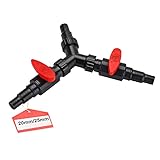 EXLECO Y-Verteiler Stufentülle 20/25mm (3/4' 1') 3-Wege-Ventil Absperrhahn Regulierung Wasserverteiler für Teichpumpen und Wasserläufe Upg