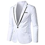 NUSGEAR Herren Solid Casual Langarm Slim Einreihig Ein-Knopf Kleiner Anzug Mantel Sakko Herren Slim Fit Einfarbig Sakko Blazer Männer Modern Freizeit Jackett Business Anzugjack