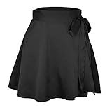 GFGHH Damen Minirock Rock Sommer Einfarbiger Hohe Taille, Schnürrock, Wickelrock aus Chiffon-Satin Strand A-Line Plissee Skater Ballettrock Tanz Rock Latin Mini Röcke Basic Unterrock Solide Sk