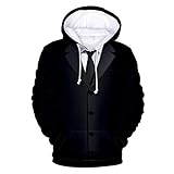 SALEBLOUSE Männer 3D Hooded Hoodies Teens Langarm gefälschte Zweiteilige Tops Sweatshirts Pullover Herren Casual Fashion Sale Clearance Blusen Blazer mit Kangaroo Pockets Plus S