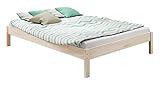 sunnypillow Holzbett 180x200cm, Betthöhe 55cm Mia - Doppelbett Bettgestell Futonbett - Stabiles Seniorenbett erhöhtes Ehebett - Massivholzbett Naturholz Fichte 90 100 120 140 160 180 200 x 200