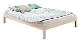 sunnypillow Holzbett 140x200cm, Betthöhe 55cm Mia - Doppelbett Bettgestell Futonbett - Stabiles Seniorenbett erhöhtes Ehebett - Massivholzbett Naturholz Fichte 90 100 120 140 160 180 200 x 200