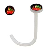 Nasenstecker, flexibel, UV-Teichklärer: 16 g (1.2 mm)-Nasenpiercing pirouette mit Anime-Leuchte, in einer attraktiven-schöne und sicheren Tragen am N