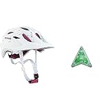 ALPINA Unisex - Kinder, Carapax JR. Fahrradhelm, White Polka dots, 51-56 cm & Unisex - Kinder, Multi-FIT-Light Fahrradhelmlicht, transparent, One S