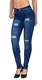 ESRA Damen Röhrenjeans Skinny Jeans mit Risse Damen Destroyed Jeanshose bis Übergröße J312