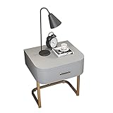 Nachttisch Nachtschrank Nachtkommode Nachttisch Nordic Leder Nachttisch Durable Metallrahmen Side Table Endtisch Für Schlafzimmer Wohnzimmer, 45 * 40 * 52 cm(Color:Grau)