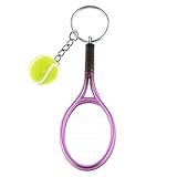 1 PC-Mini-Tennis-Schläger Keychain Schlüsselring Netter Sport-Charme-Tennisball-Schlüsselanhänger Auto-Beutel-Anhänger Schlüsselanhänger Geschenk