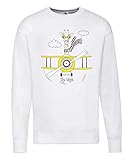 Druckerlebnis24 Pullover - Giraffe Pilot Flugzeug Wolke - Sweatshirt für Herren und M