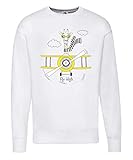 Druckerlebnis24 Pullover - Giraffe Pilot Flugzeug Wolke - Sweatshirt für Herren und M