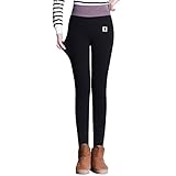 joyvio Winter Sherpa Fleece Gefütterte Leggings Für Frauen Hohe Taille Legging Stretchy Dicke Kaschmir Plüsch Thermohosen (Color : Black, Size : 6XL)