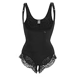 ZQXJBM Body Damen Figurformend Slimming Unterwäsche Bodys Bauchweg Formbody Shapewear Taillenformer Miederbody Offene Brust Shaping Bodysuit,Schwarz,XXL