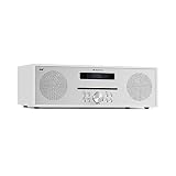 auna Silver Star CD DAB Radio - DAB+ Radio mit Slot-In CD-Player, Bluetooth Radio, CD-Radio, UKW und DAB+, 2 x 20 Watt max, USB, AUX-IN, Kopfhörerausgang, inkl. Fernbedienung, weiß