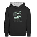Spreadshirt Ghostbusters Legacy Ecto-1 Auto Bauplan Teenager Kontrast-Hoodie, 9/11 Jahre, Schwarz/G