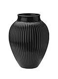 Knabstrup Keramik | Gerillte Vase | Geformt mit Lehm und Leidenschaft | Elegante und Klassische Form seit 1897 | Modern Anmutend | Schwarz | 27