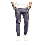 Kolylong® Jogginghosen Herren Einfarbige Jogger Sporthosen Für Männer CargoHose Mit Kordelzug Seitentaschen Mode Freizeit Freizeithosen Lockere und leichte O