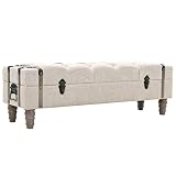 Susany Aufbewahrungsbank Sitzbank Sitztruhe Polsterbank Truhe für Wohnzimmer Schlafzimmer, Massivholz und Stahl 111 x 34 x 37