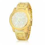 LYDPT Männer Sportuhr Gold Full Steel Quarz Uhren Männer Datum wasserdichte Militäruhr Mann (Color : 7)