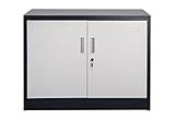 Aktenschrank Saratow dunkelgrau weiss Werkzeugschrank Lager Büro Werkstatt Schrank Jet-Line 90 x 68 x 40 cm H