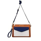 Claudia Canova Envelope Fronted Zip Top Clutch/x-body, Damen Schultertasche, Braun (Tan-Navy), 300x210x20 cm (W x H L)