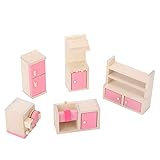 Zerodis 1:12 Mini Puppenhaus Möbel Sets Holz Miniatur Möbel Pretend Play Spielzeug Simulation Schlafzimmer Spielzeug Set für Kinder (Kinderschlafzimmer)