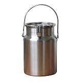 304 Edelstahl Milchkanne Mit Versiegeltem Deckel Und Einzelgriff Für Solid Flüssig Lagerung Container Milchtransporteimer Weinkübel Milchkanister Tragekrug Fass,3L
