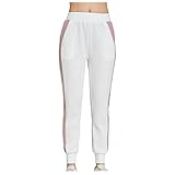 Jogginghose Damen Slim Sporthose Freizeithose mit Vertikale Streifen Trainingshose Bequem Yogahosen Jogger Fitness High Waist Sweathosen mit Seitentaschen für Jogging Laufen F