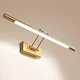 LED Spiegelfrontleuchte mit Schalter, Moderne Wandleuchte Einstellbare IP44 wasserdichte Badezimmerwandleuchten für Schminktisch,Gold, 12W