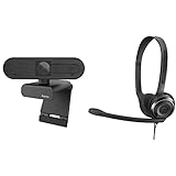 Hama Webcam 1080p Full HD mit Stereo Mikrofon (PC Webcam mit Autofokus und intelligenter Belichtung für Homeoffice und Gaming, 360 Grad schwenkbar, mit Kamera-Abdeckung) & Sennheiser PC 8 USB H