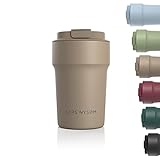 LARS NYSØM Thermo Kaffeebecher-to-go 380ml | BPA-freier Travel Mug 0.38 Liter mit Isolierung | Auslaufsicherer Edelstahl Thermobecher für Kaffee und Tee unterwegs | Teebecher (Greige)