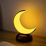 Mond-Nachtlicht, wiederaufladbare LED-Tischlampe mit Warmweiß, 2 Farben und heller Einstellung, Schreibtisch-Nachtlicht mit Aromatherapie, für Kinder, Heimbeleuchtung, Dekoration (Holzmaserung)