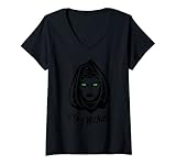 Damen Wicked Halloween Hexe Lustige Grüne Augen bleiben Wicked T-Shirt mit V