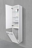 Intarbad ~ Badschrank mit Wäschekippe Hochschrank H/B/T: 161,6/40/32,5cm Weiß Hochglanz Lack Schwarz Hochglanz Lack IB1112