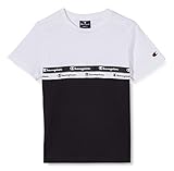 Champion Jungen American Tape Color Block T-Shirt, weiß, 4 J
