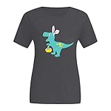 Shirt for Women Easter Printing O NeckOutdoorFashion Shirt Tops (Gray, XXXXL)