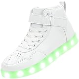 APTESOL Kinder LED Schuhe High-Top Licht Blinkt Sneaker USB Aufladen Shoes für Jungen und Mädchen [Weiß,38]