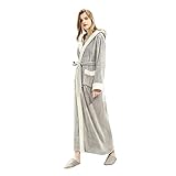 RMBLYfeiye Bademantel Damen Morgenmantel Lang Fleece Bademantel,Trage einen Gürtel Bademantel Nachtwäsche Kimono Saunamantel mit Tiefer V-Ausschnitt Mode Lose Pyj