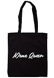 illustratedidentity Meme Queen Tragetasche 37,5 x 42 cm mit langen Griffen, Schwarz , Einheitsgröß